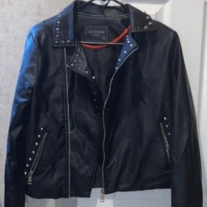 black leather jacket